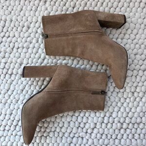 Saint Laurent Brown Suede Ankle Booties with Block Heel - size 38